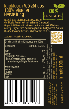 Knoblauch-Würzöl aus 100% eigener Herstellung